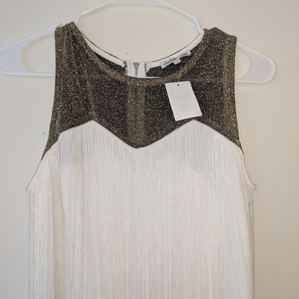 White tassel mini dress. WITH TAGS! Never worn